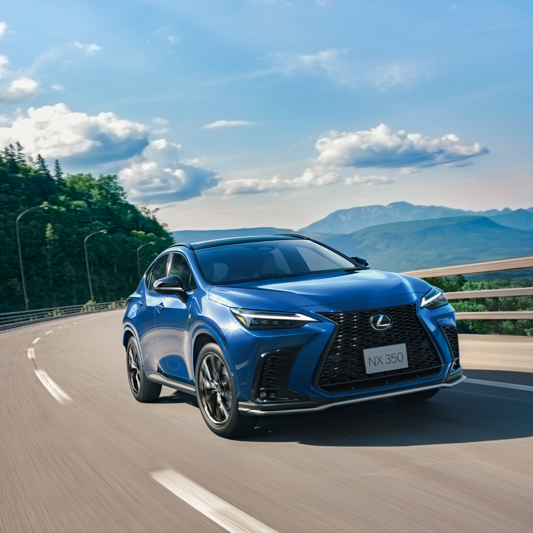 NX 350 drives along a road.